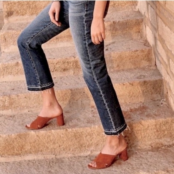 Madewell Shoes - Madewell Greer Mule Sandals 8.5 Nutmeg Brown Suede Block Heel Slip On‎ G1982